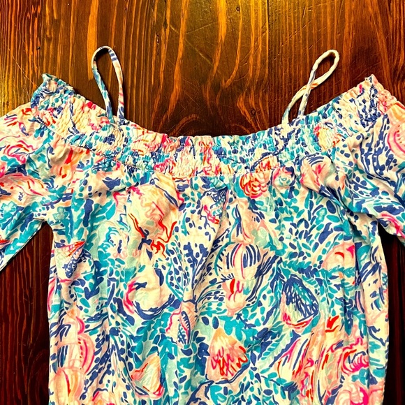 LILY PULITIZER Girls Dorita Seashell off the Shoulder Cotton Dress - Picture 5 of 7